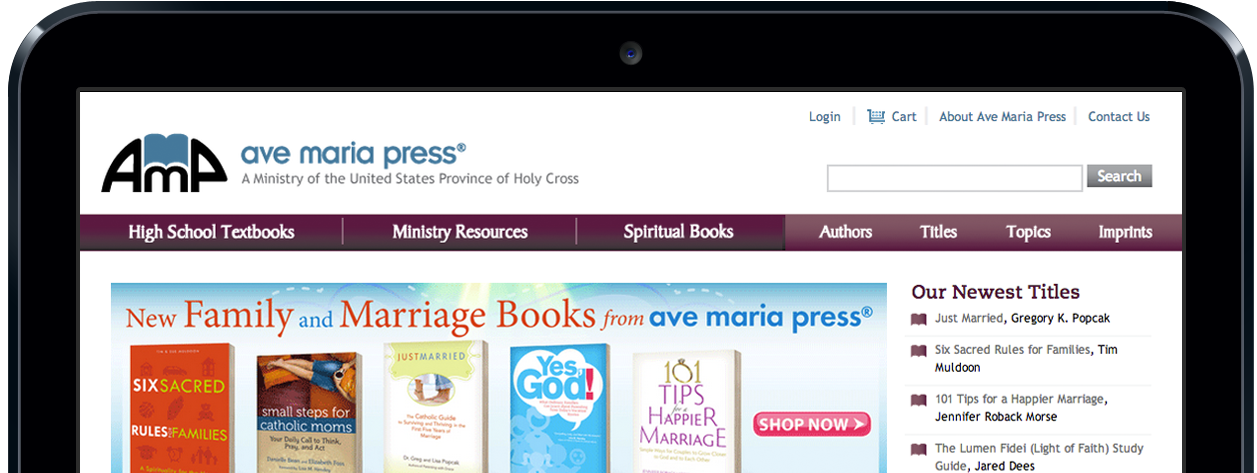 screenshot of ave maria press website